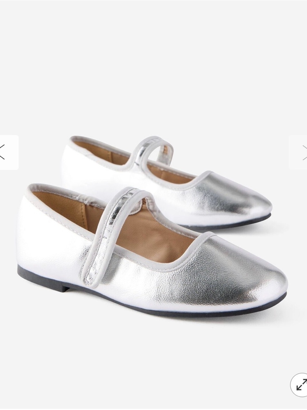 Cotton On Girls' Metallic Silver Mary Jane Shoes NWT